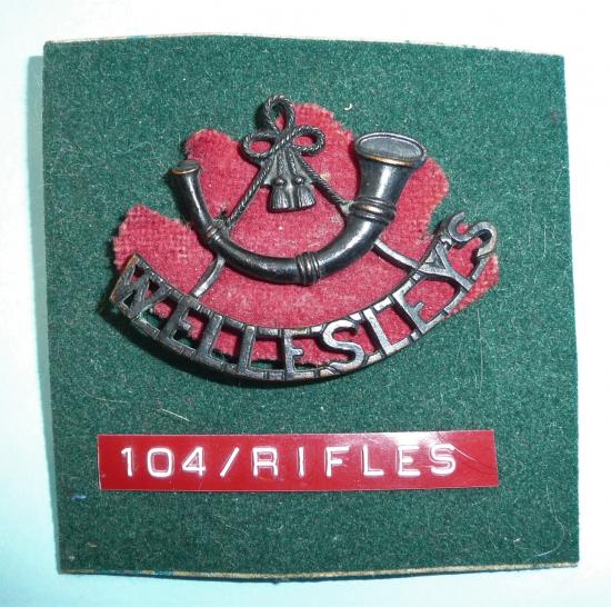 Indian Army - 104th Wellesleys Rifles Officers Blackened Shoulder Titles