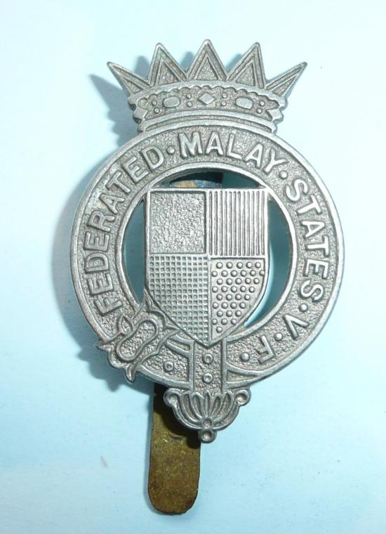 Federated Malay States Volunteer Force White Metal  Glengarry / Cap Badge - Gaunt
