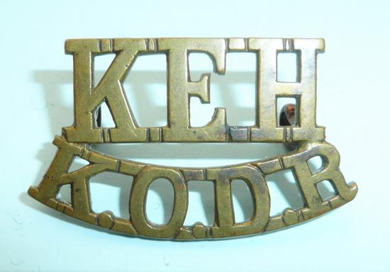 KEH / KODR King Edwards Horse / The Kings Overseas Dominions Regiment Brass Shoulder Title