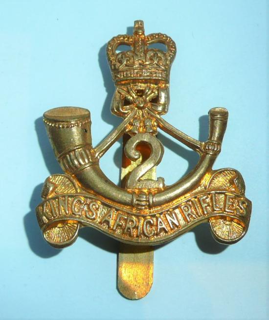 2nd (Nyasaland Battalion) Kings African Rifles ( KAR ) Brass Cap Badge, Queens Crown - Firmin