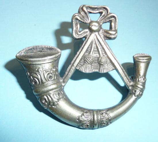 Indian Army Large Solid Die Cast White Metal Bugle Cap / Pouch Badge