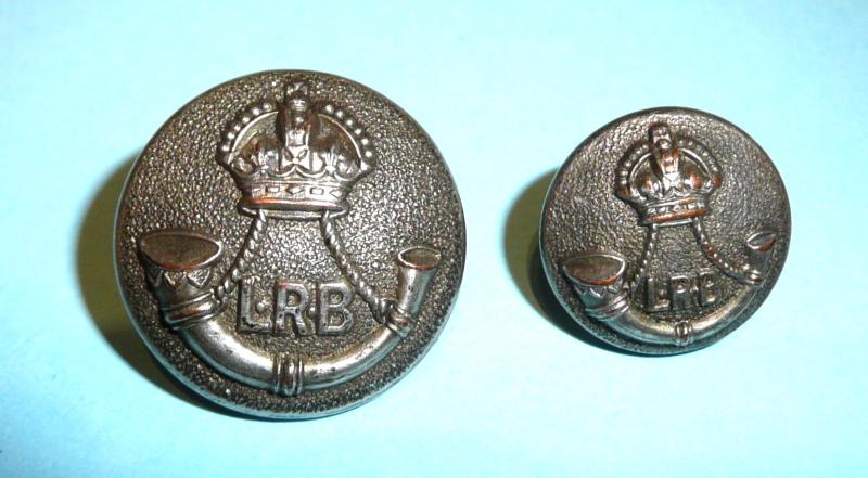 5th City of London Battalion - London Rifle Brigade (LRB) Pair of Officers Oxidised Silver Plated Buttons