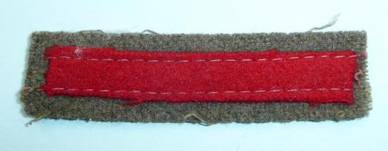 WW2 Battledress Red Felt Arm of Service Strip on Khaki Backing