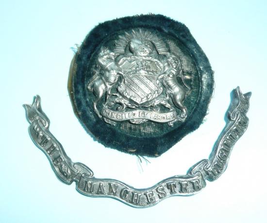 Relic Condition - Manchester Regiment Officers 1878 Pattern Helmet Plate Centre and Scroll only