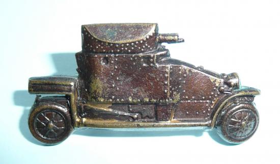 WW1 RNAS Officers Lanchester Armoured Car Bronze Collar Badge, right facing