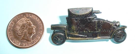 WW1 RNAS Officers Lanchester Armoured Car Bronze Collar Badge, right facing