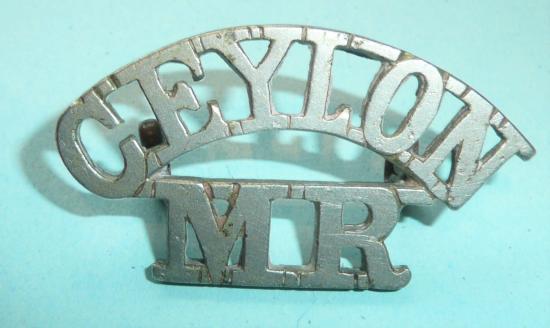 Ceylon Mounted Rifles White Metal Shoulder Title