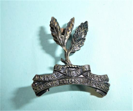 Ceylon Planters Rifle Corps Blackened Brass Collar Badge