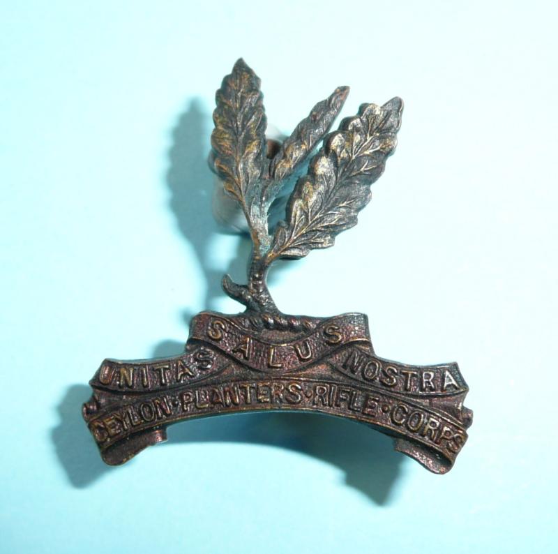 Ceylon Planters Rifle Corps Blackened Brass Collar Badge