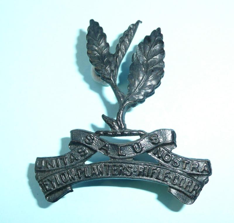 Ceylon Planters Rifle Corps Cast Blackened Brass Cap Badge