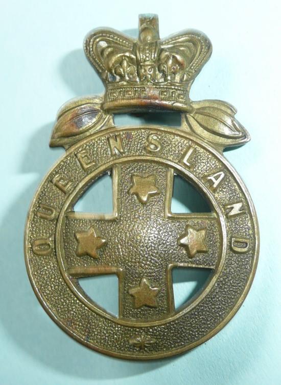Australia Victorian QVC Crown Queensland Mounted Infantry (4 Stars) Brass Glengarry Badge, Circa 1860 - 1902