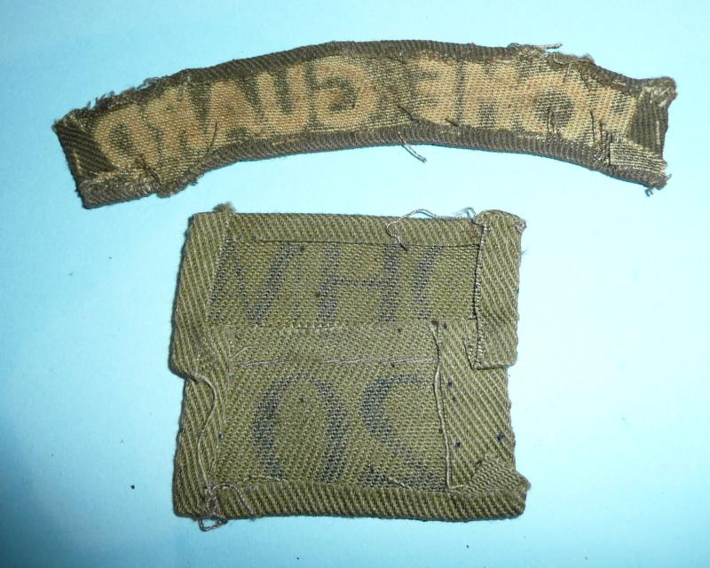 WW2 Home Front - 20th (Darlington) Battalion Durham (DLI) Home Guard Printed Shoulder Titles / Insignia