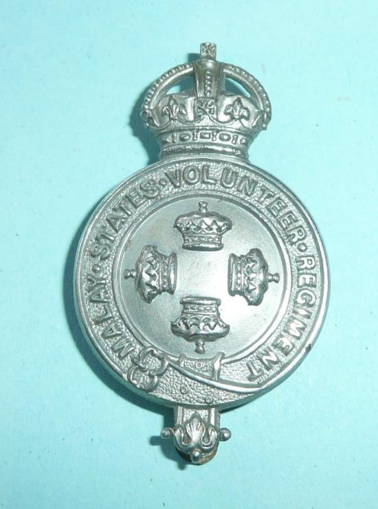 Malay States Volunteer Regiment ( MSVR ) White Metal Glengarry / Cap Badge