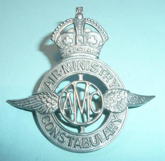 Air Ministry Constabulary Police Constable White Metal Cap Badge