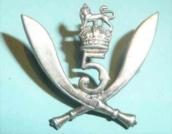 WW2 5th Gurkha Rifles Hallmarked Silver Cap Badge