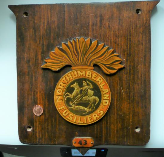 Large Hand Painted Wooden Shield to the Northumberland Fusiliers