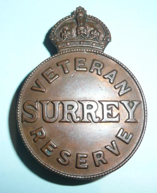 Veteran Reserve Surrey Bronze Mufti Lapel Badge