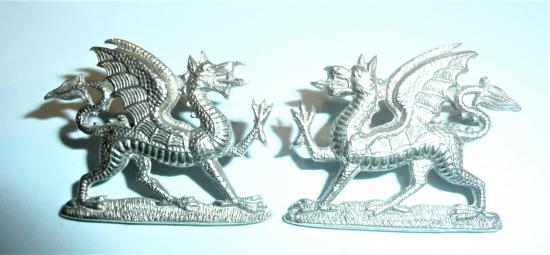 East Kent Regiment (The Buffs) - Stunning Matched Facing Pair of Silver Plated Officers Collar Badges - Gaunt
