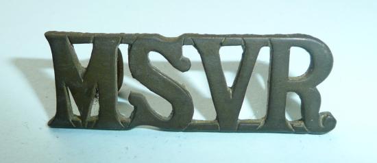 MSVR Malay States Volunteer Rifles Brass Shoulder Title, worn circa 1902 - 1921