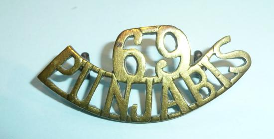 WW1 Indian Army -  69th Punjabis Brass Shoulder Title