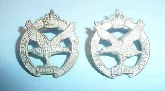 Glider Pilot Regiment Officers Frosted Silver Plated Collar Badges - Firmin