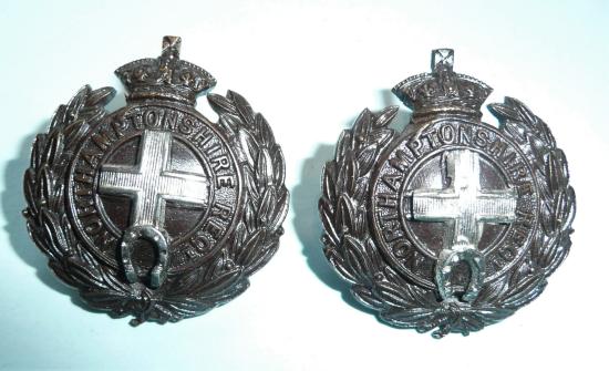 Northamptonshire Regiment Officers QVC Matched Pair of Collar Badges