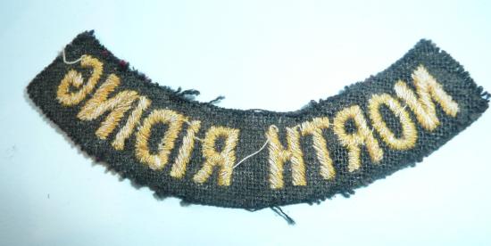 WW2 Civil Defence Corps North Riding (of Yorkshire) Embroidered Yellow on Black Cloth Shoulder Title