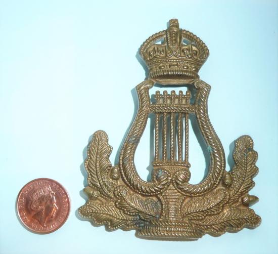 Large British Army Bandmasters Brass Arm Badge, King's Crown