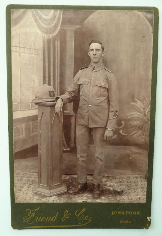 Pre WW1 Somerset Light Infantry Cabinet Photograph Sun Helmet and Pagri Badge - India