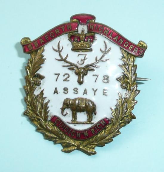 Seaforth Highlanders Enamel and Gilt Brass Sweetheart Brooch Pin Badge