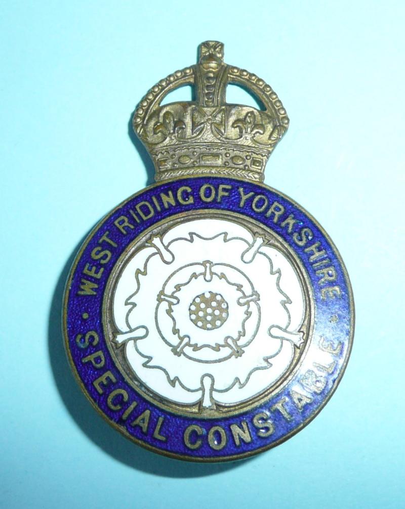 WW1 West Riding of Yorkshire Special Constable Constabulary Police Gilt and Enamel Mufti Lapel Badge