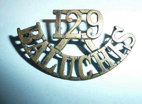 WW1 Indian Army 129 Baluchis Brass Shoulder TItle