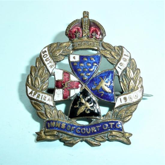 Inns of Court OTC Regiment Gilt Brass and Enamel Sweetheart Brooch Pin Badge