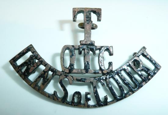 Inns of Court OTC ( 27th London Regiment ) Blackened Brass Metal Shoulder Title