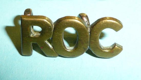 WW2 Home Front - Royal Observer Corps (ROC) Officers Gilt Brass Collar Badge