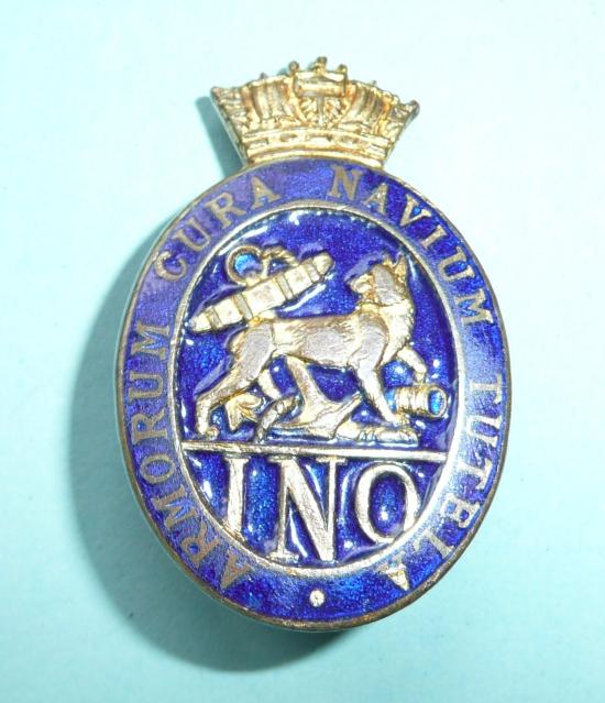 WW2 Inspectorate of Naval Ordnance (INO) Gilt Brass & Enamel Buttonhole Lapel Pin Brooch Badge