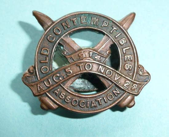 WW1 1914 Mons Star Old Contemptibles Association Bronze Lapel Badge