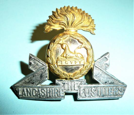 The Lancashire Fusiliers Officers Full Dress Silver Plate and Gilt Cap Badge