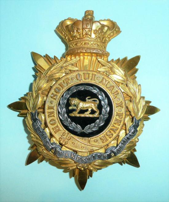Hampshire Regiment Victorian Officers Helmet Plate circa 1881-1901