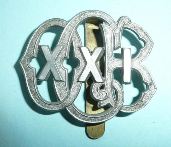 WW1 21st Officer Cadet Battalion (Crookham, Hampshire) White Metal Cap Badge