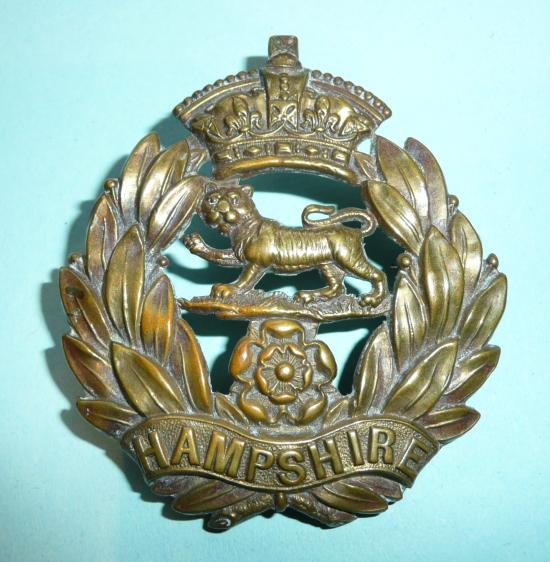 Hampshire Regiment Large Brass Other Ranks Foreign Service Pagri Badge, QVC post 1881