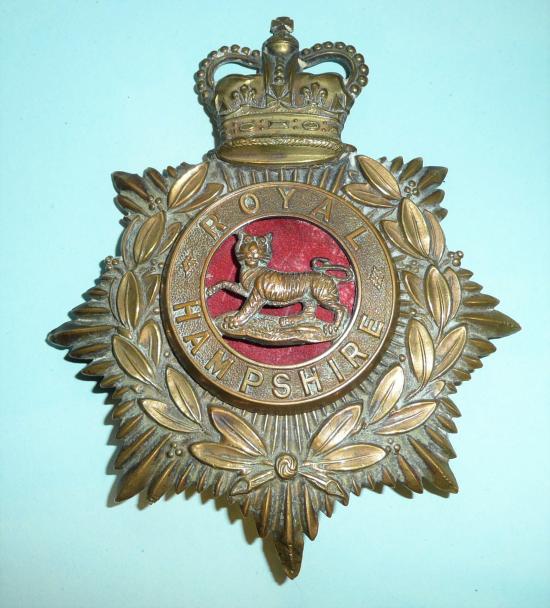 Royal Hampshire Regiment Musicians Bandsmans Helmet Plate QC