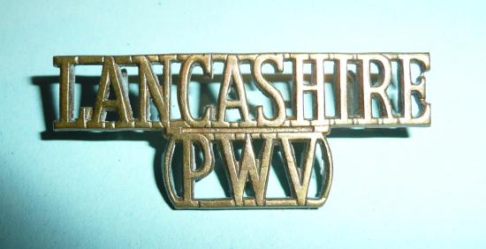 Lancashire (PWV) - The Lancashire Regiment (Prince of Wales's Volunteers)  One Piece Brass Shoulder Title