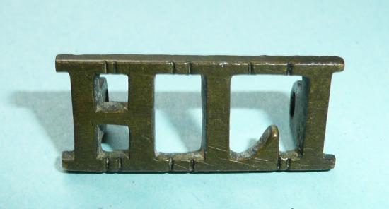 HLI Highland Light Infantry Victorian / Edwardian Bronzed Brass Shoulder Title