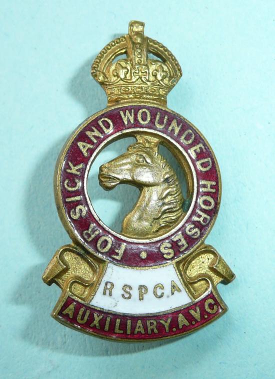WW1 Auxiliary AVC (Army Veterinary Corps) RSPCA For Sick and Wounded Horses Enamel Pin Brooch Lapel Badge