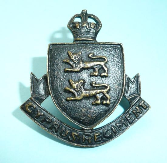 WW2 Cyprus Regiment Officers Blackened Collar Badge