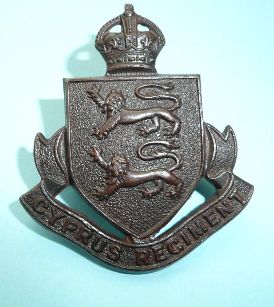 WW2 Cyprus Regiment Officers OSD Bronze Cap Badge - Blades