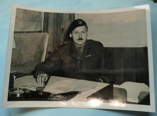 WW2 Canadian Armoured Corps School Commanding Officer - Official Original Black & White Gloss Finish Photograph - Camp Borden, Ontario