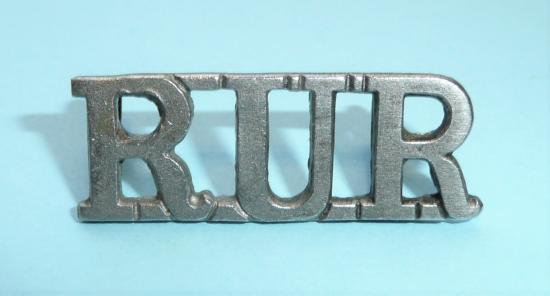 RUR Royal Ulster Rifles White Metal Shoulder Title - Pipers