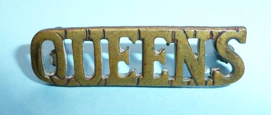 Queens Royal Regiment (West Surrey) Straight Serifs Brass Shoulder Title